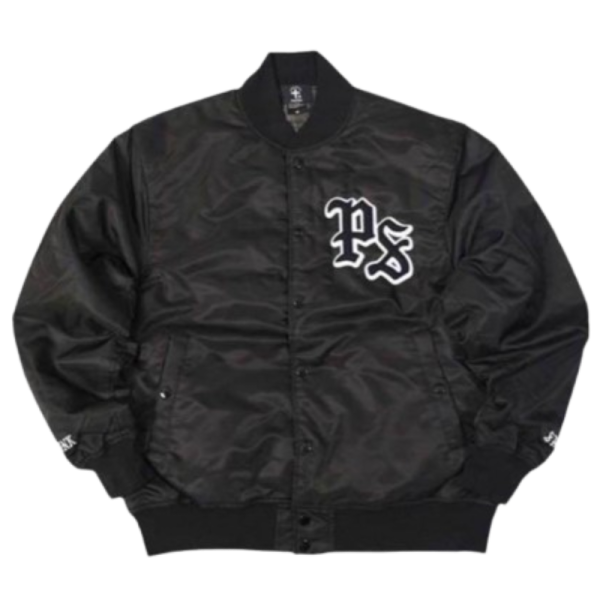 SDL Puffer Puffer jacket in black with quilted design and SDL logo