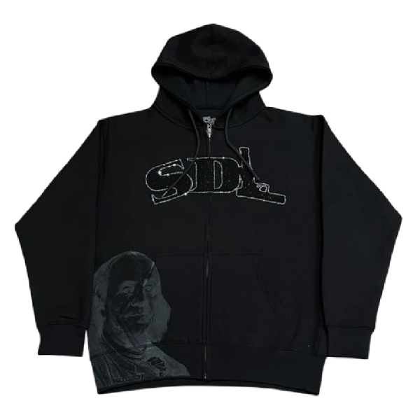 SDL Rhinestone Hoodie with crystal logo streetwear design